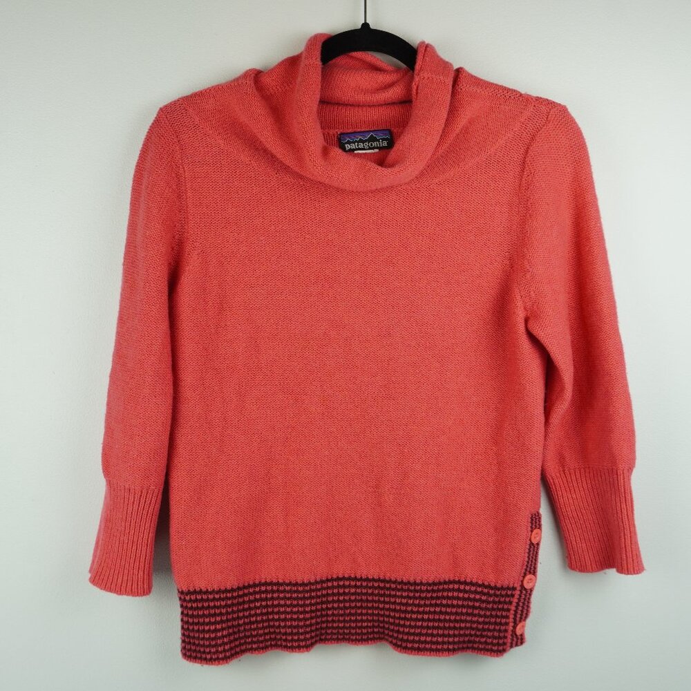 Patagonia Lambswool Blend Pink Pullover Cowl Neck Sweater Size Small